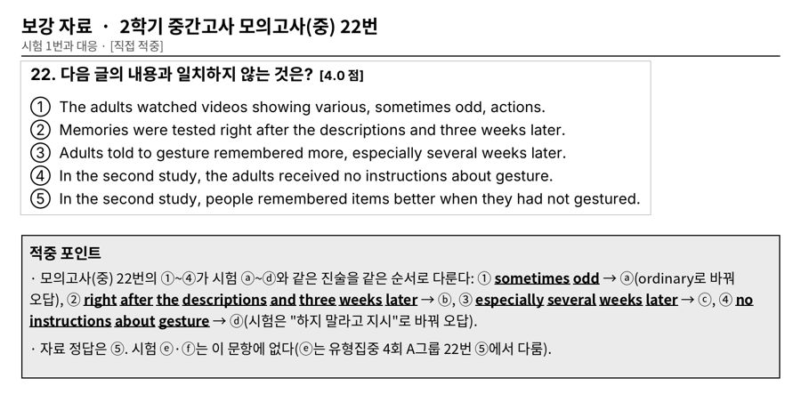 맨투맨학원 보강 자료 모의고사 22번